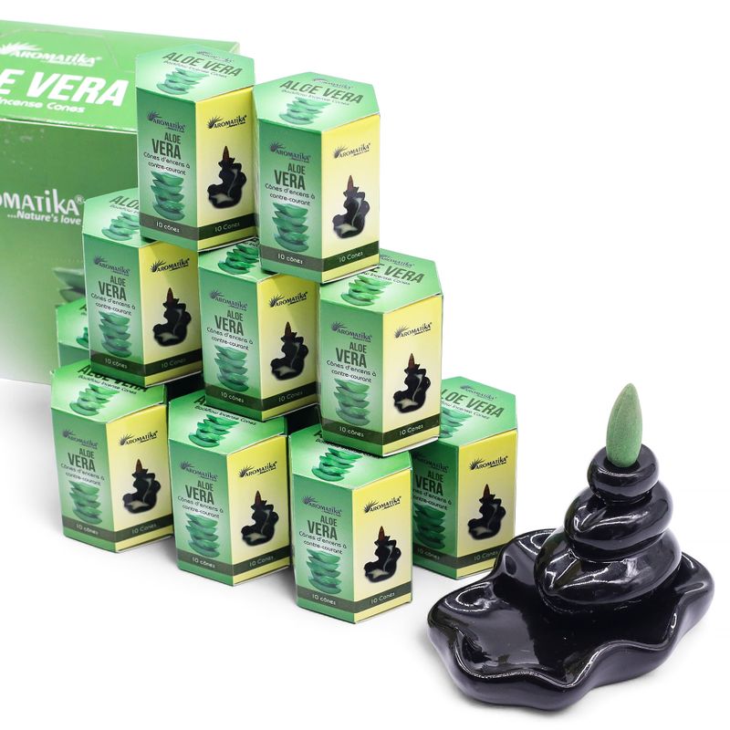 Pack of 10 Masala Backflow Incense - Aloe Vera