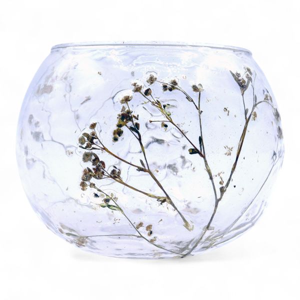 Natural Floral Glass - Bowl Candle Holder - Margarita - (8x10cm)