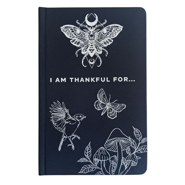 Black Gratitude Journal with Silver Lining - 120 pages - I am Thankful For