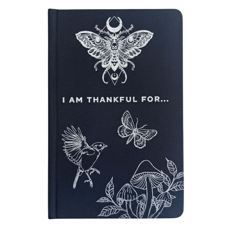 Black Gratitude Journal with Silver Lining - 120 pages - I am Thankful For