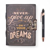 Leather Printed Notebook – Never Give Up On Your Dreams - 17.8×12.7 cm
