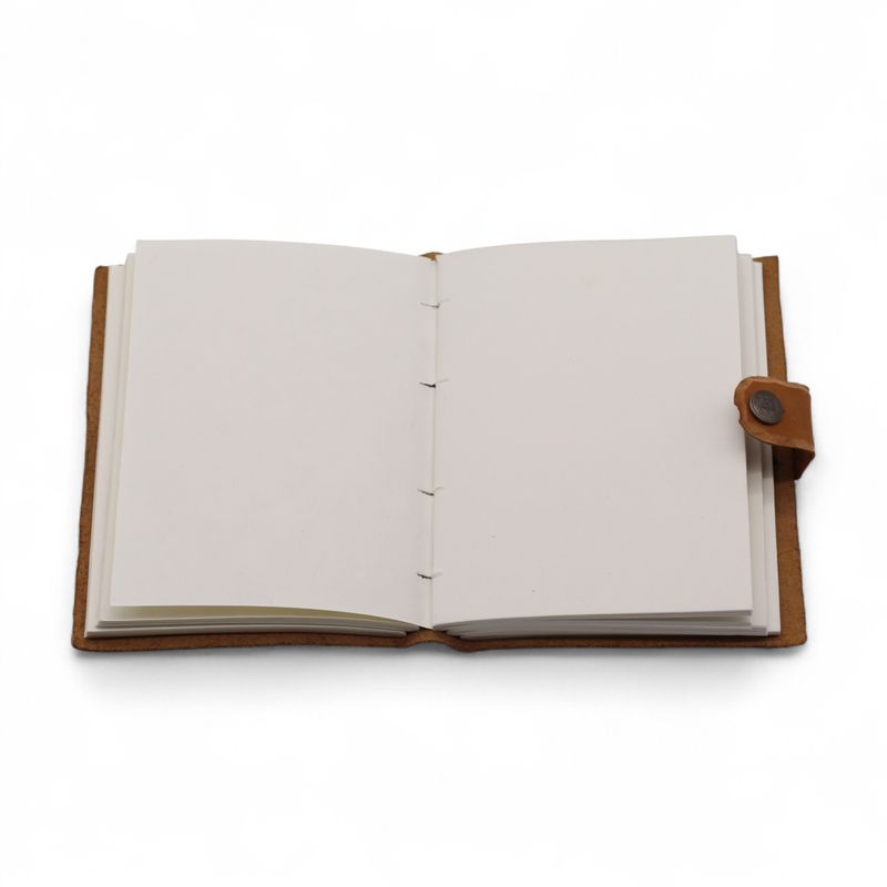 Leather Embossed Notebook – Tan Floral Pattern – 17.8×12.7 cm
