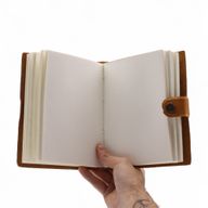 Leather Embossed Notebook – Tan Floral Pattern – 17.8×12.7 cm