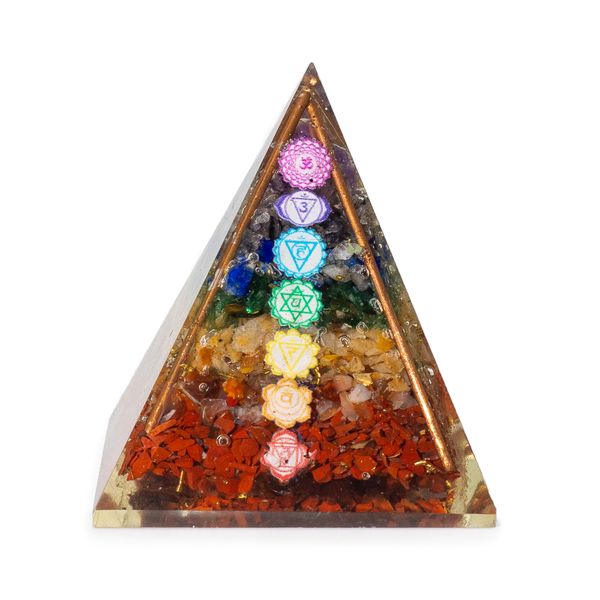 Med Organite Pryamids 7x6cm - Copper Bars - 7 Charkra Chips
