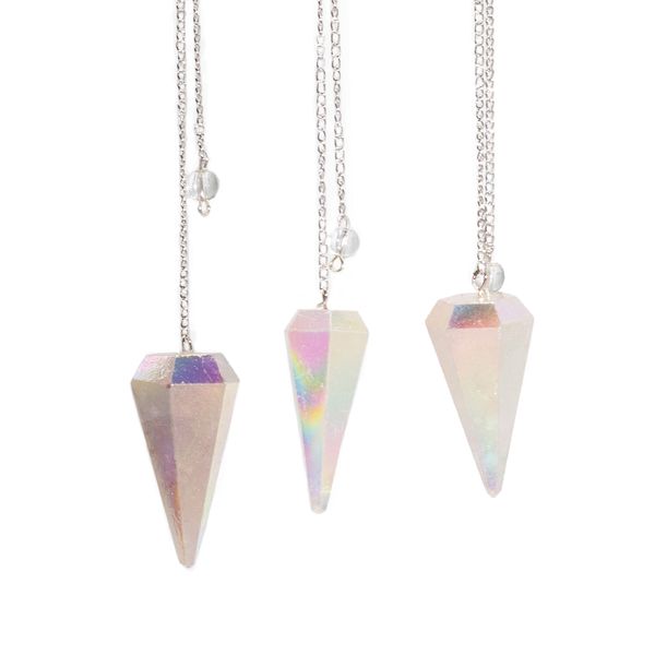 Six Sided Pendulum - Aurora Crysta Angel White - 4cm