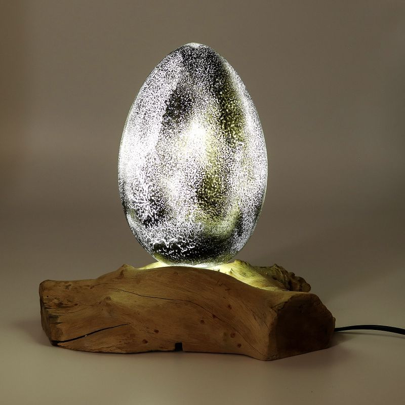 DriftGlow Lamp Crackle Lava Egg Shade - Grey