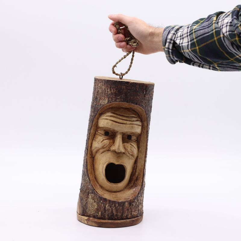 Tree Trunk Face - Bird House - Grumpy Old Man