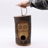 Tree Trunk Face - Bird House - Wise Owl
