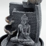 Tabletop Water Feature - 19x19x28cm - Buddha, Lotus Flower Cascading Potsx