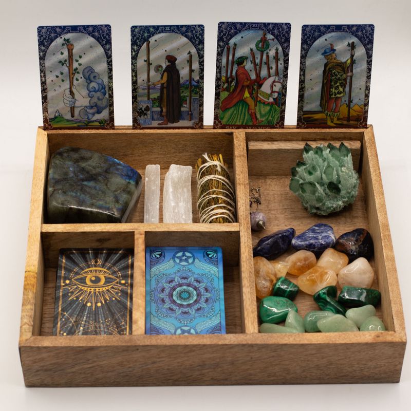 Four Section Tarot Box with Card Holder