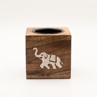 Square Mango Wood Oil Burner - Elephant
