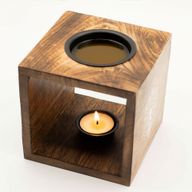 Large Square Mango Wood Oil Burner - Moon Goddess