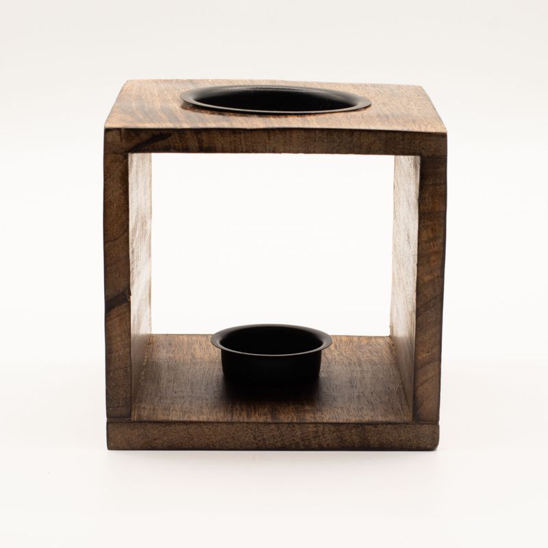 Large Square Mango Wood Oil Burner - Tree of Life