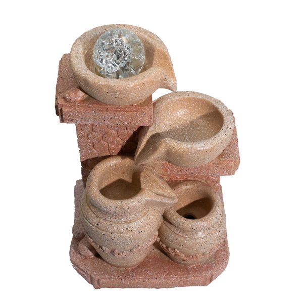 Mediterranean Cascading Pots Tabletop Water Feature (19x14x27cm)