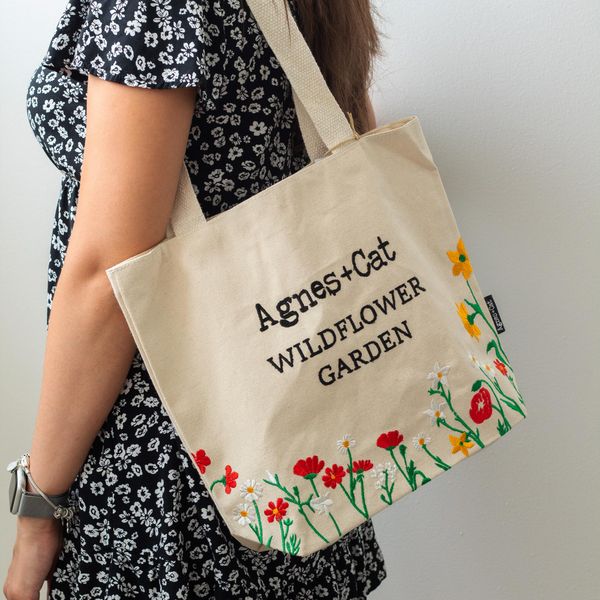 Agnes + Cat Embroidered Cotton Bags