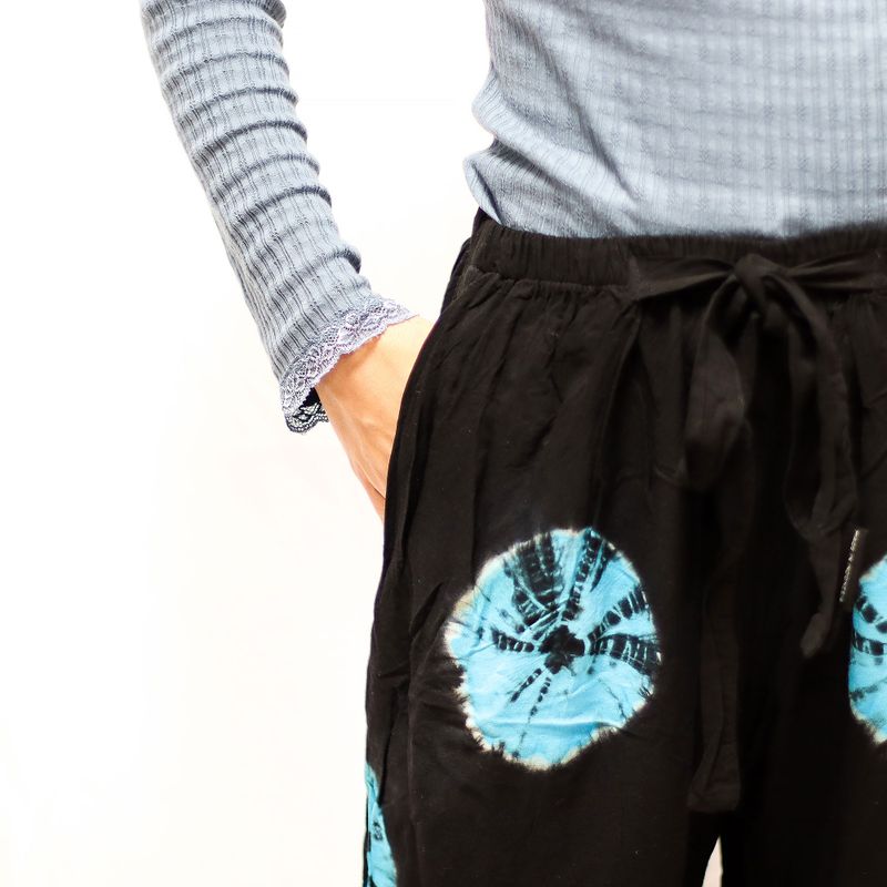 Japanese Style Lounge Pants - Black & Blue - M