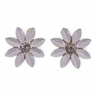 Pearl - Vintage Glass - Flowers - Earrings