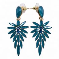 Teal Green - Vintage Glass - Long Drop - Earrings