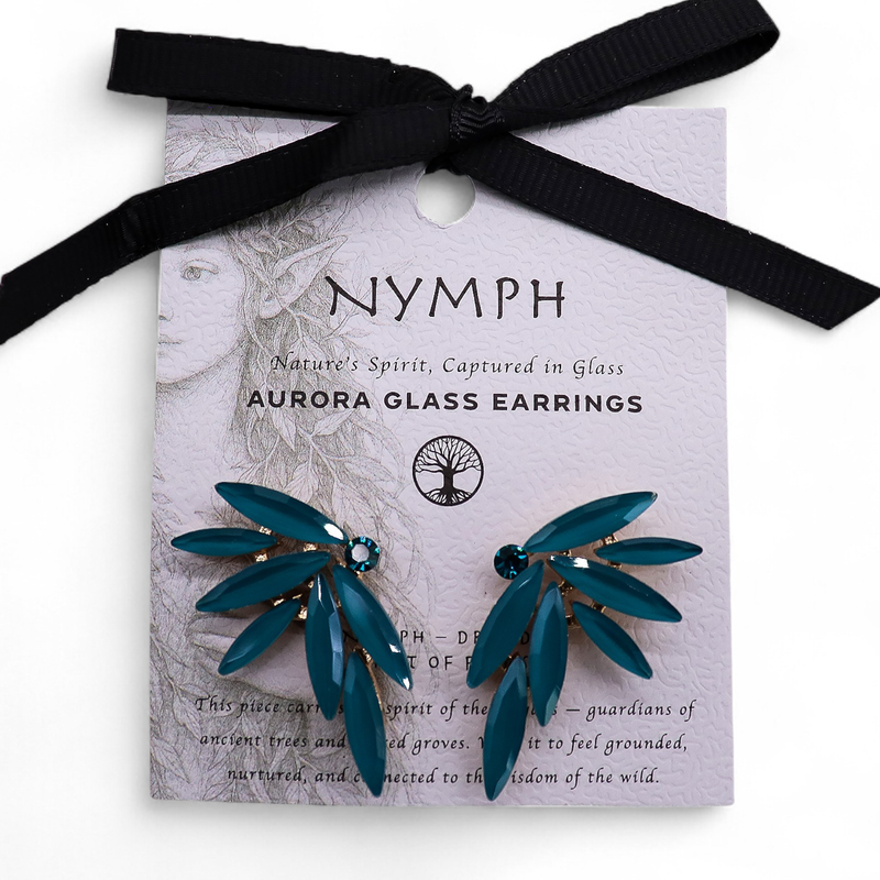 Teal Green - Vintage Glass - Faries - Earrings