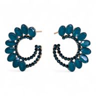 Teal Green - Vintage Glass - Loop - Earrings