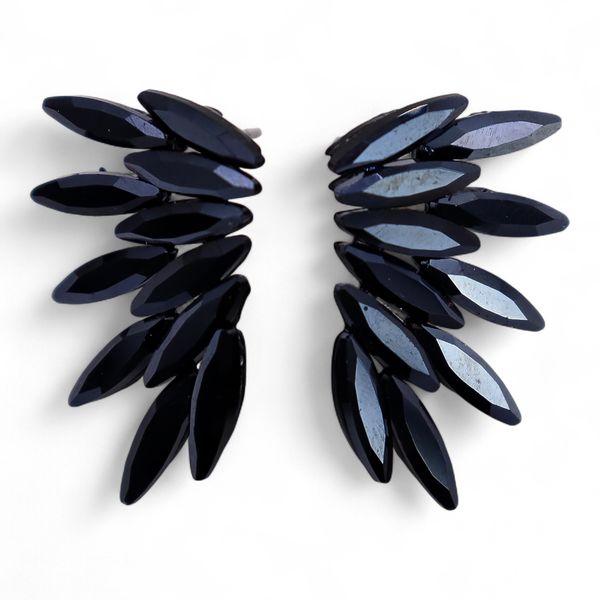 Jet Black - Vintage Glass - Faries - Earrings