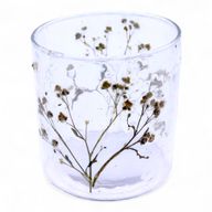 Natural Floral Glass - Straight Candle Holder - Margarita - (8x8cm)