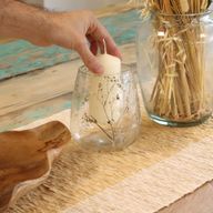 Natural Floral Glass - Vase Candle Holder - Margarita - (12x11cm)