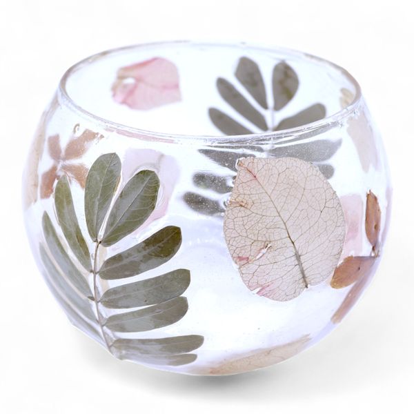 Natural Floral Glass - Bowl Candle Holder - Primavera  - (8x10cm)