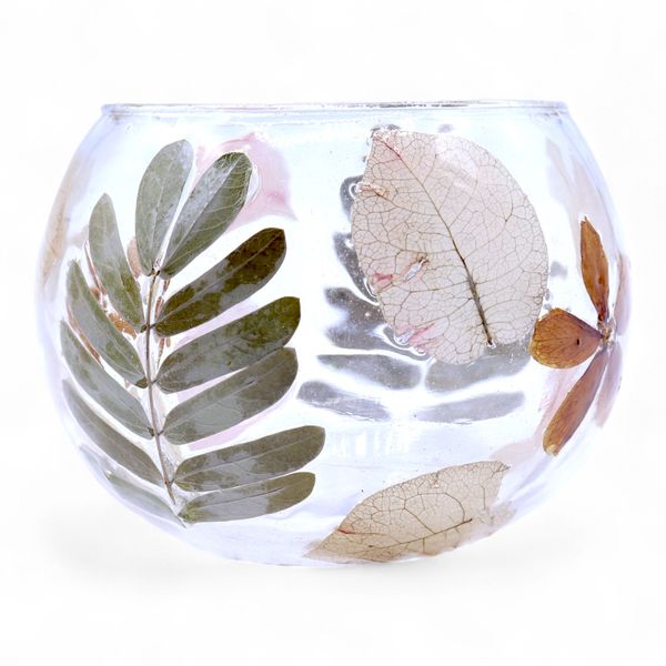 Natural Floral Glass - Bowl Candle Holder - Primavera  - (8x10cm)