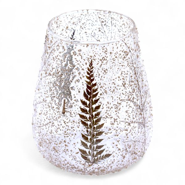 Natural Floral Glass - Large Bowl Candle Holder - Pino - (15x12cm)