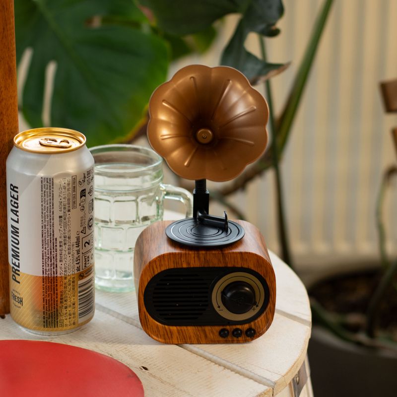 Retro Mini Gramophone Speaker - Bluetooth & FM Radio - 5 watt x 1