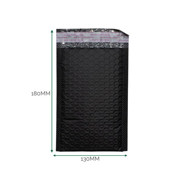 Black Poly Bubble Envelope (130x180+40mm)