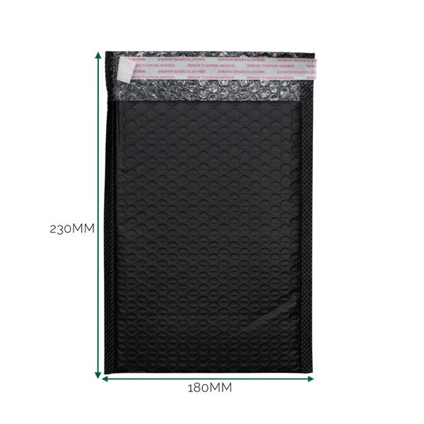 Black Poly Bubble Envelope (180x230+40mm)