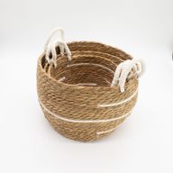 Cotton & Seagrass Large Baskets – Natural Stripes – Set of 3