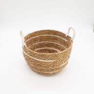 Cotton & Seagrass Large Baskets – Natural Stripes – Set of 3