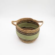 Cotton & Seagrass Large Baskets - Natural Black & Green- Set of 3