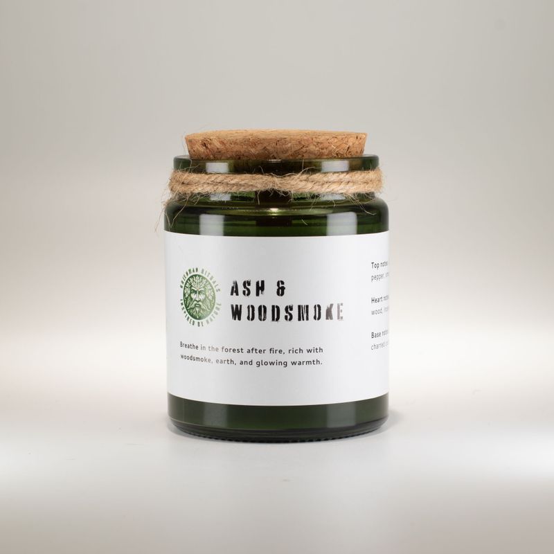 Greenman Woodwick Soy Candle - Ash & Woodsmoke