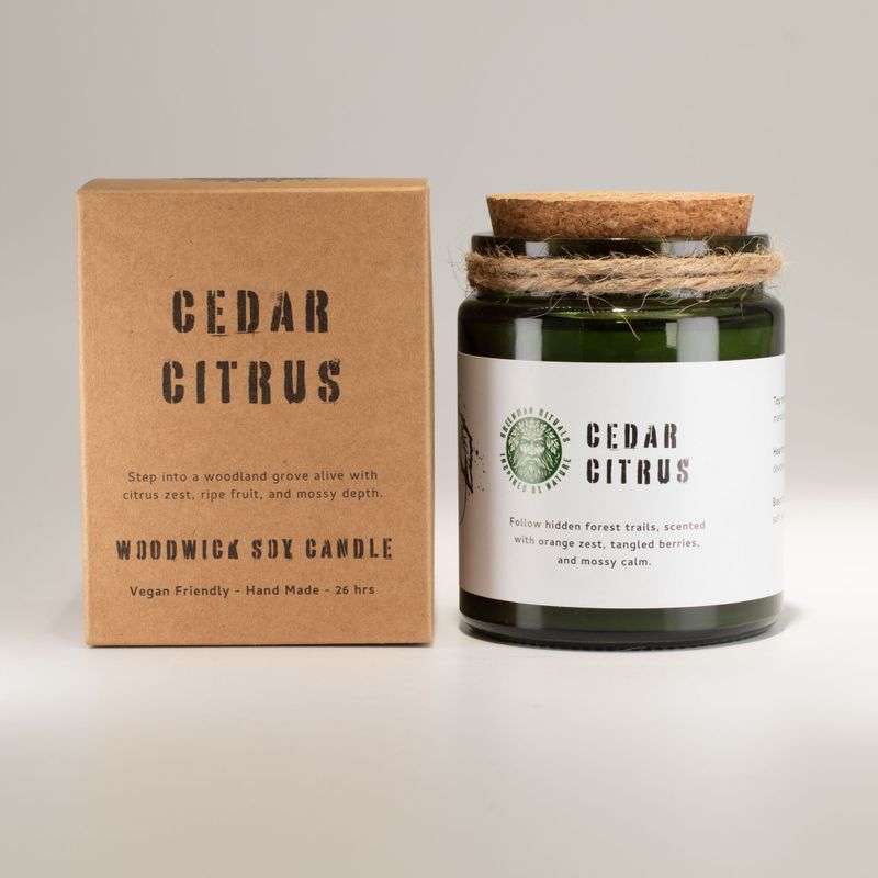 Greenman Woodwick Soy Candle - Cedar Citrus
