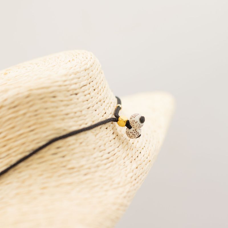 Cord Necklace Gemstone Pendant - Black Agate Cross