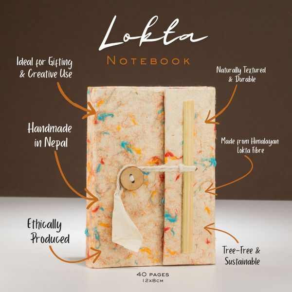 Lokta Mixed Colour Cotton Notebook – Mini (12x8cm) – 40 Leaves