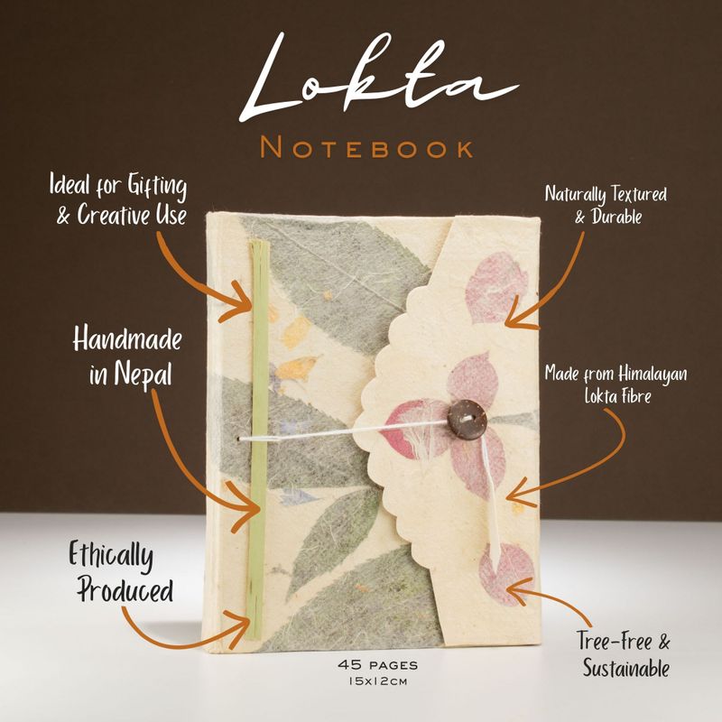 Lokta Bougainvillea Notebook – Medium (15x12cm) – 45 Leaves