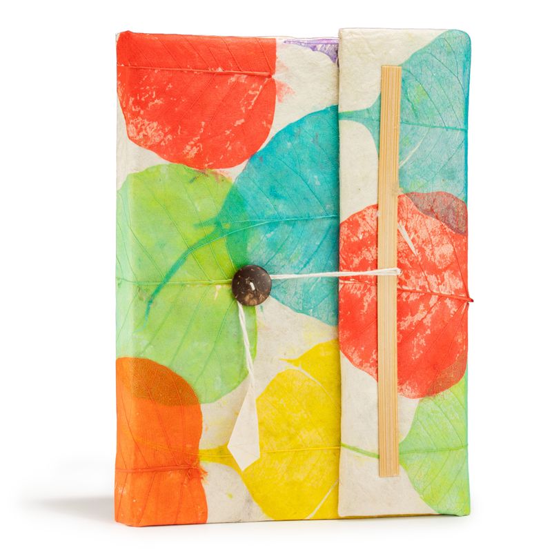 Lokta Colorful Leafs Notebook – Large (21x15cm) – 45 Leaves