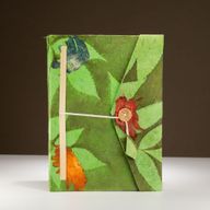 Lokta Bold Floral Notebook – Large (21x15cm) – 45 Leaves – Includes Bookmark – Moss Green
