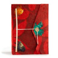 Lokta Bold Floral Notebook – Large (21x15cm) – 45 Leaves – Includes Bookmark – Ruby