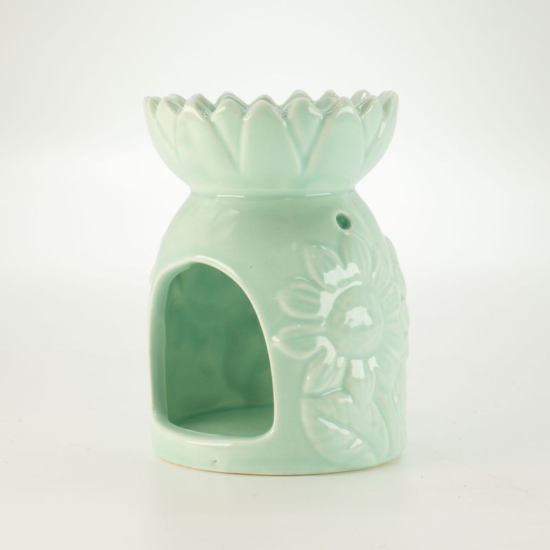 Ceramic Sunflower Oil Burner - Pastel Green