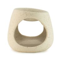 Ceramic Zen Oil Burner - Round Pebble - Speckled Off-White