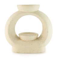 Ceramic Zen Oil Burner - Large Oval Pebble - Speckled Off-White
