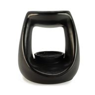 Ceramic Zen Oil Burner - Large Oval Pebble - Matt Black