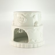 Ceramic Cake Oil Burner - HAPPY BIRTHDAY - White