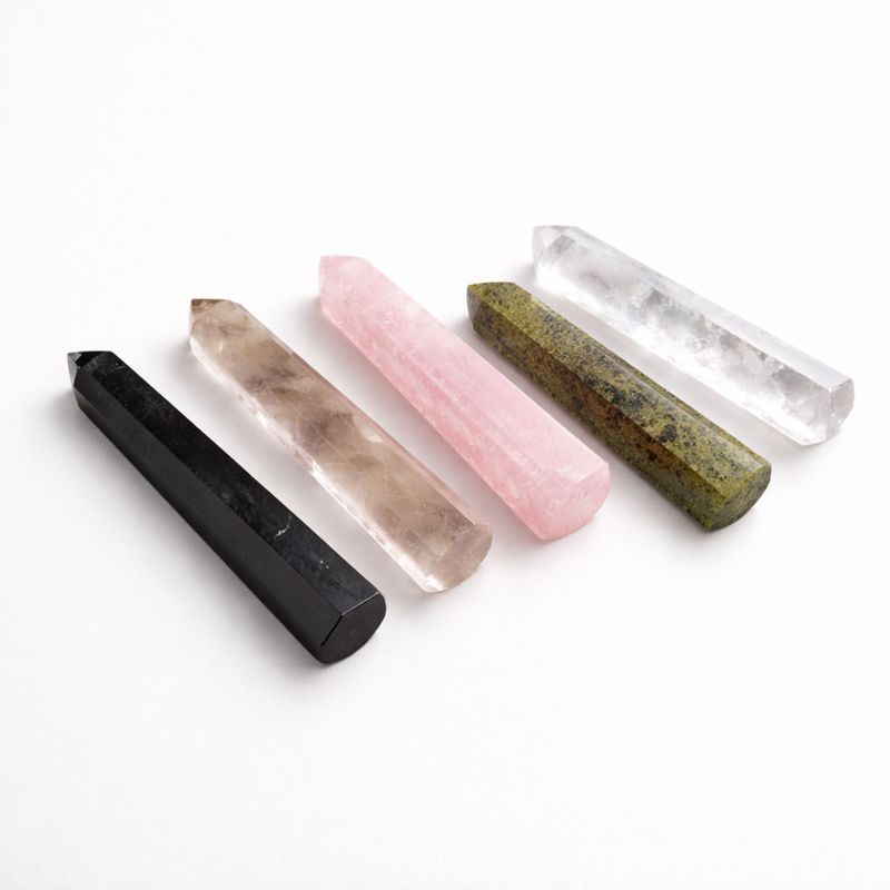 Gemstone Six Face Obelisk Point approx 11cm - Rose Quartz